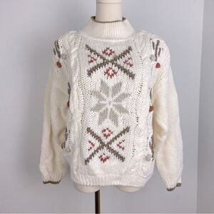 Hand Knitted Ramie Blend Sweater CottageCore GrandmaCore Western Boho Large